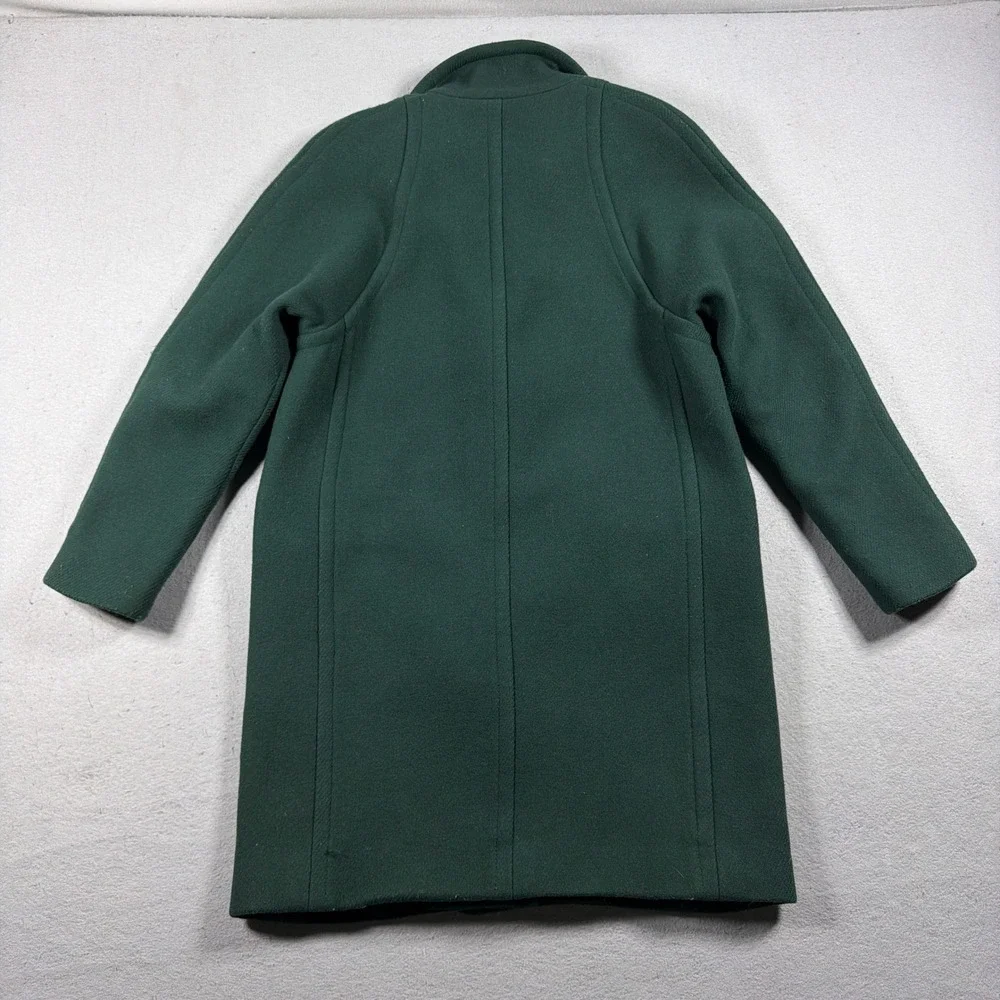 J Crew Stadium Cloth Coat Women 2 Nello Gori Wool Zip Hunter Green Quiet Luxury - Picture 9 of 10